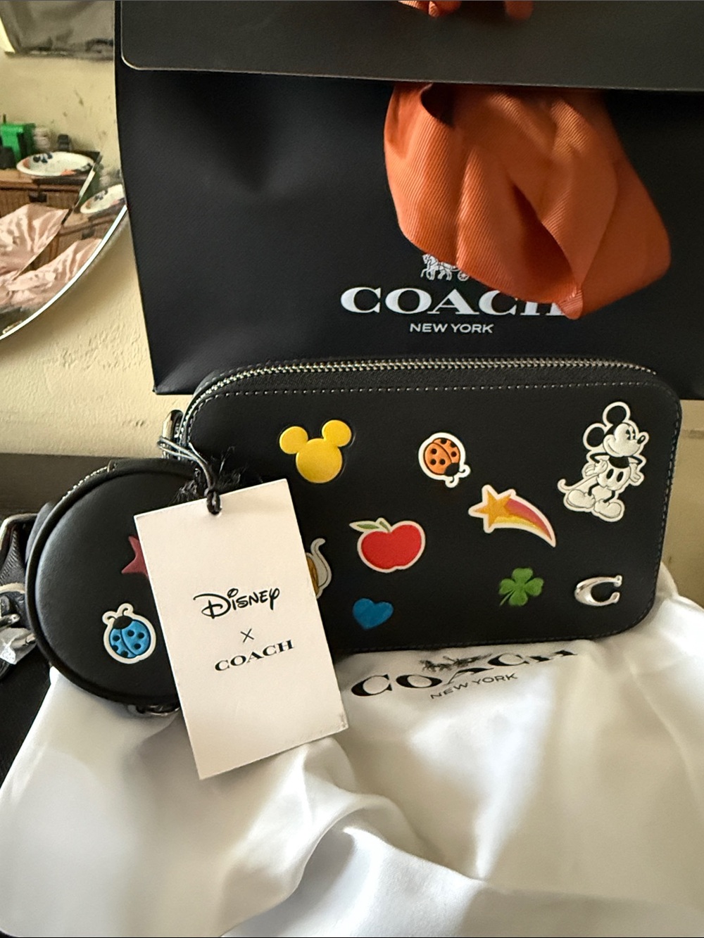 Disney X Coach Charter Slim Crossbody Bag With Sticker Print-NIBWT!!! - Picture 5 of 8
